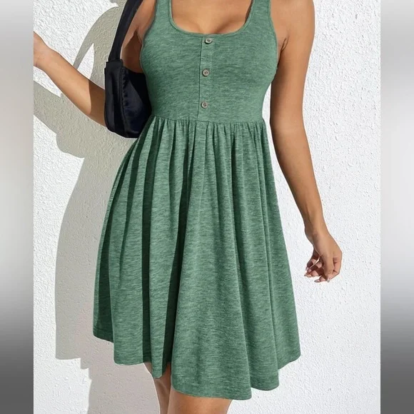 SHEIN | Dresses | Shein Button Front Aline Dress Ez Wear Size L | Poshmark